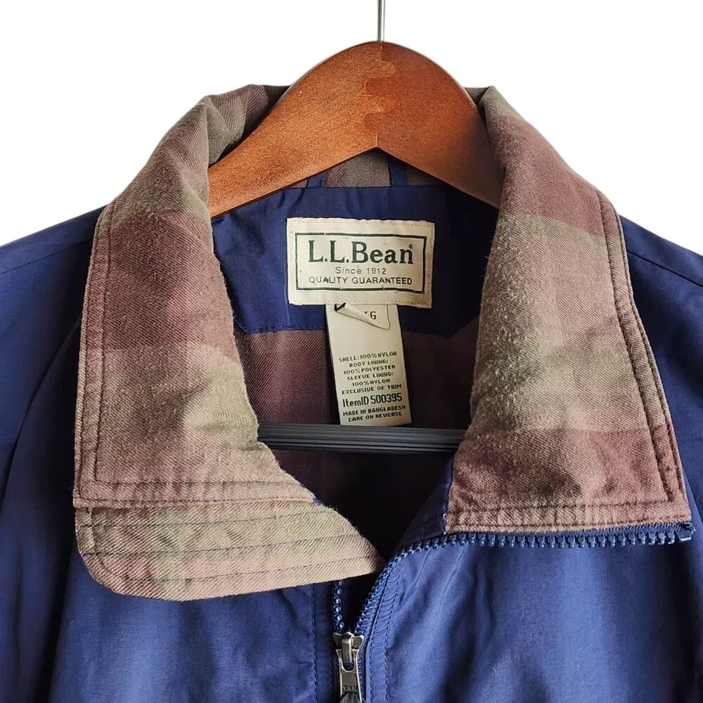 Classic LL Bean Fleece Lined Windbreaker Coat Men' Size Large Reg 100% Nylon